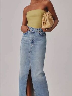 Reformation Nila Long Denim Skirt